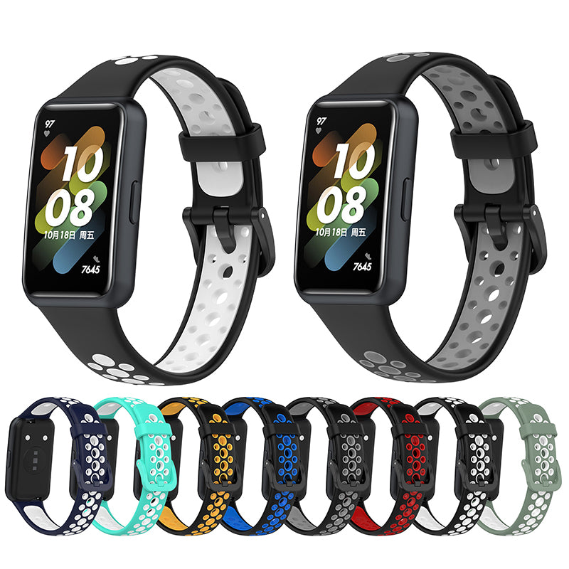Dual Color Watch Band for Huawei Band 7 Pin Buckle Soft TPU Wrist Strap Replacement Dual Color Watch Band for Huawei Band 7 Pin Buckle Soft TPU Wrist Strap Replacement
